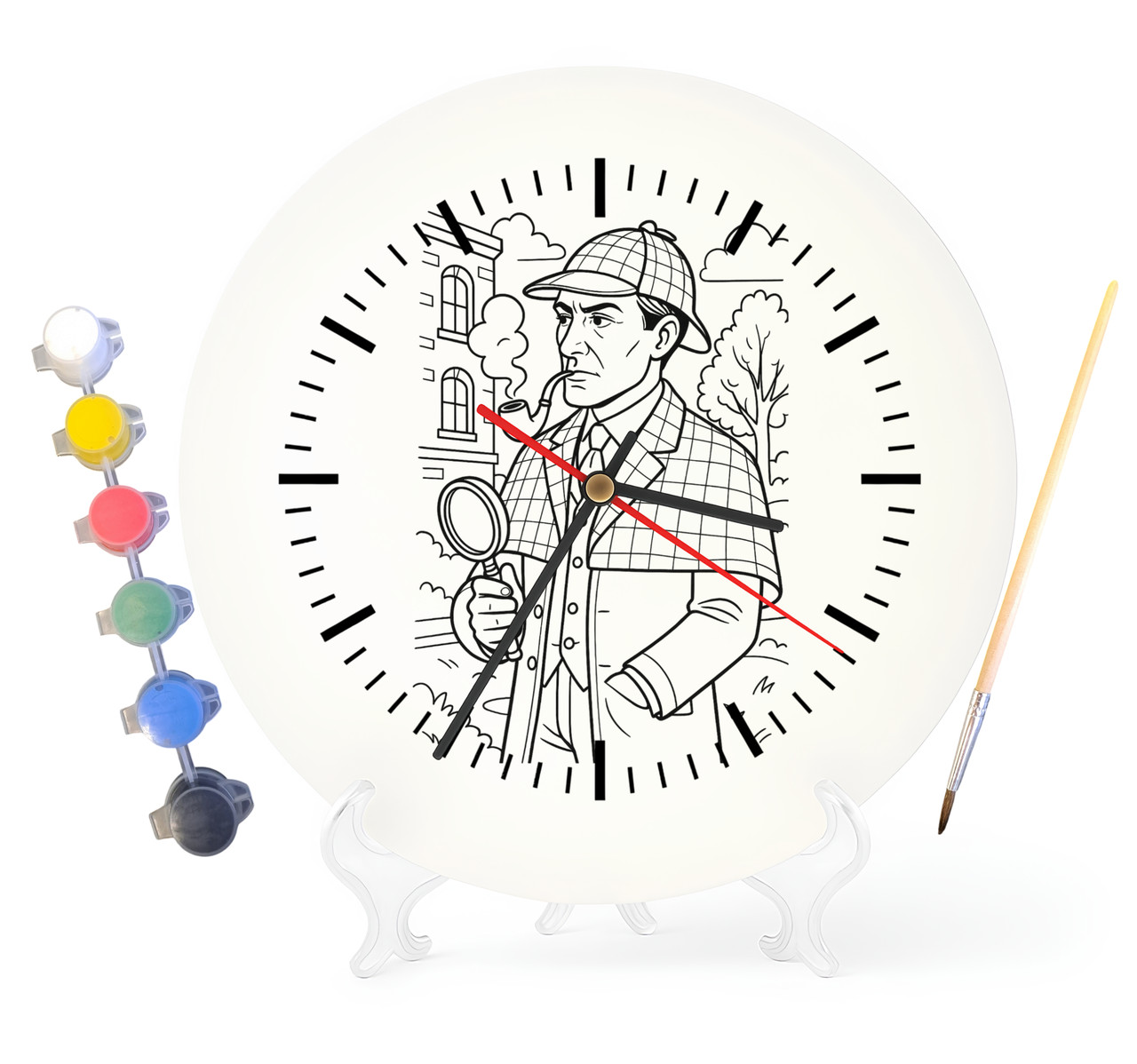 Дитячий набір для творчості годинник-розмальовка за мотивами Шерлок Холмс (Артур Конан Дойл) 30 см (Г0038), фото 1