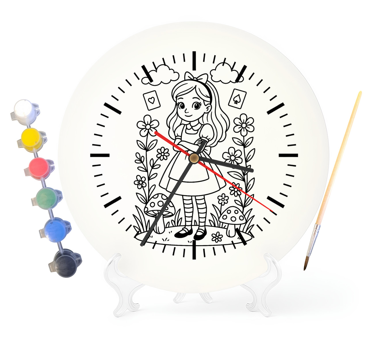 Дитячий набір для творчості годинник-розмальовка за мотивами Аліса в Країні Чудес (Льюїс Керрол) 30 см (Г0039), фото 1