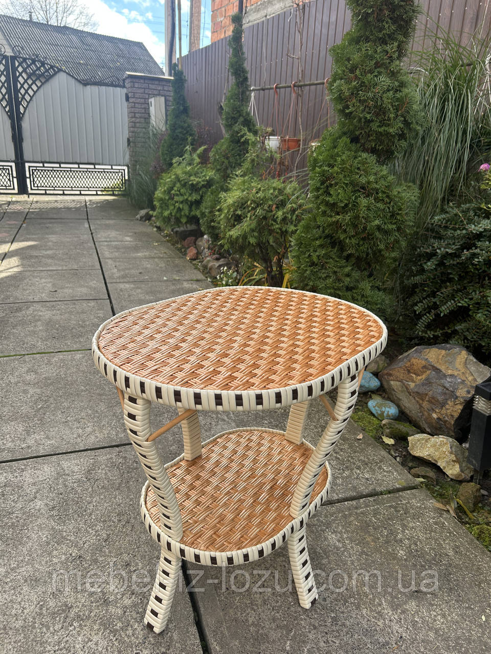 Столик Краб Овальний -Слонова кость +коричнева вставка, фото 1