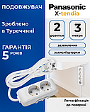Подовжувач 2 гнізда 3 м із заземленням Panasonic X-tendia, фото 2