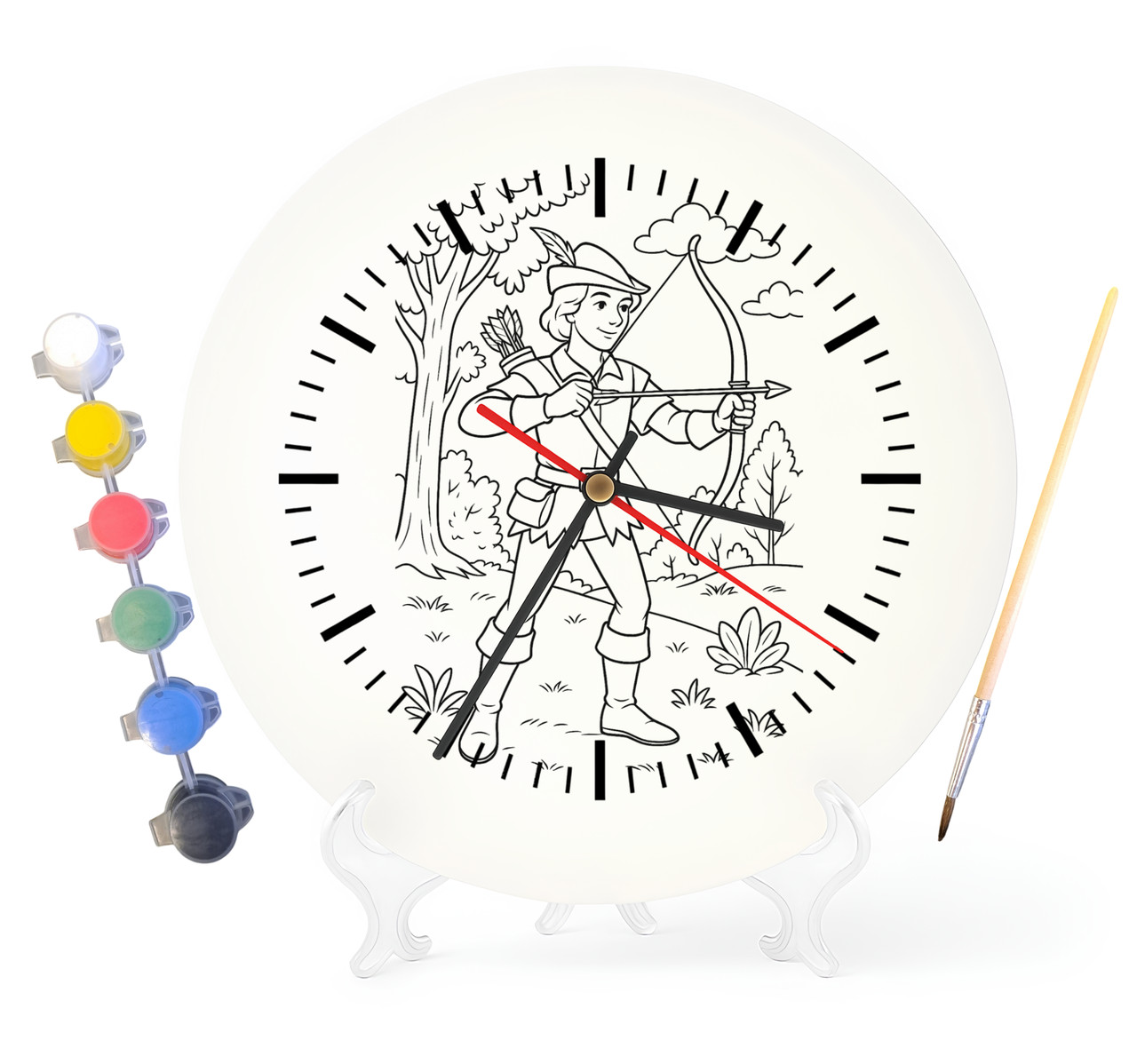 Дитячий набір для творчості годинник-розмальовка за мотивами Робін Гуд — король розбійників (Александр Дюма) 30 см (Г0040), фото 1