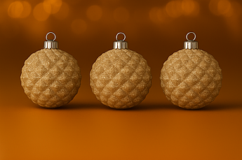 Набір “Шишки” Ø8 см (4 шт) — пластикові кулі-шишки з глітером, фактурні новорічні прикраси, 5 кольорів Бежевий