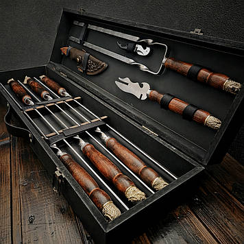 Набір шампурів у дерев'яному кейсі "Сафарі"