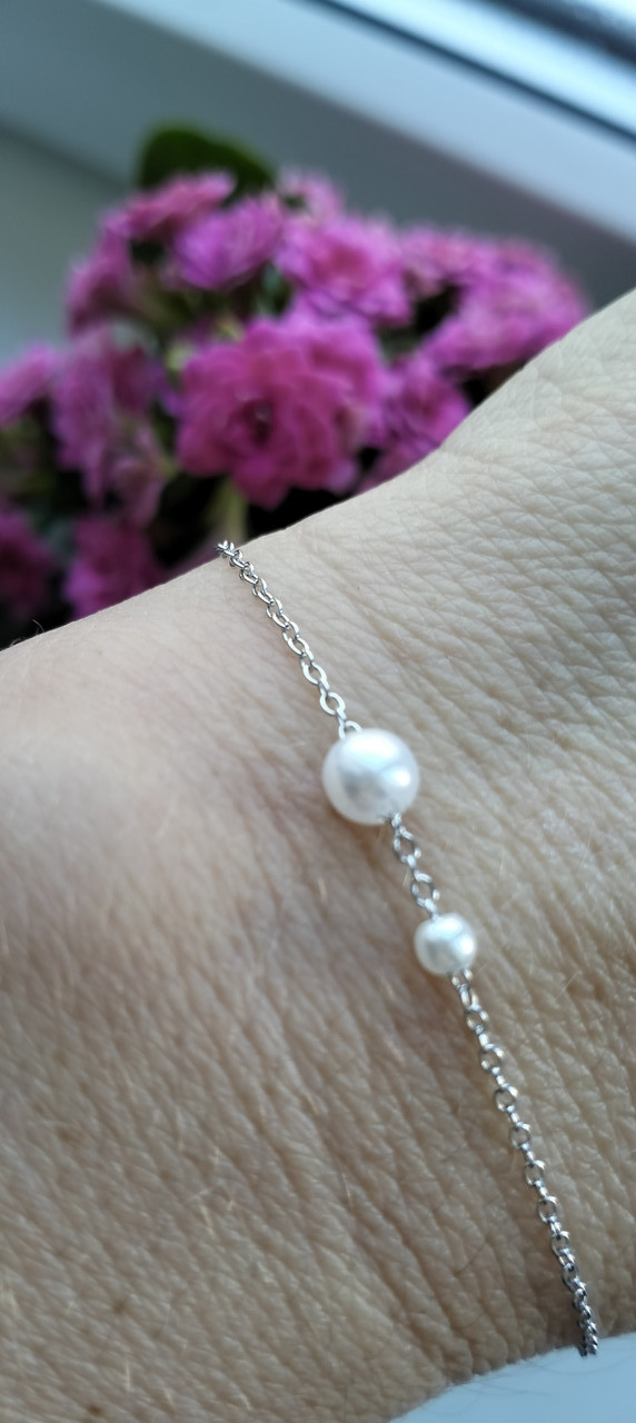 Срібний браслет  з  перлинками арт. КБ0046, фото 1