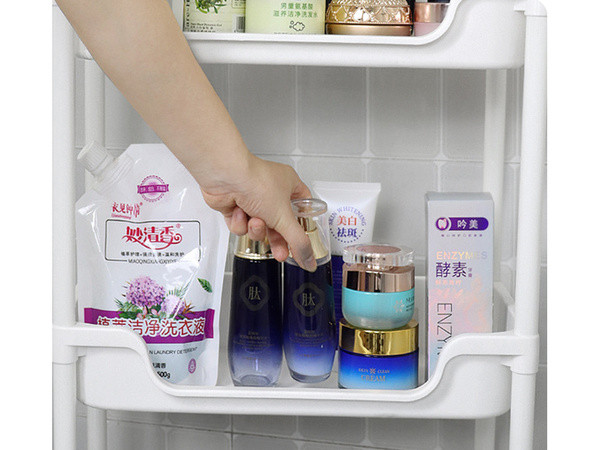 Полиця для ванної кімнати кухонна шафа — мобільна книжкова шафа на колесах 3 рівні гачки, фото 1