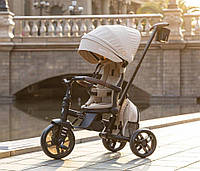 Дитячий триколісний велосипед-коляска 8в1 Comfo Max від фірми Q PLAY, велоколяска-трансформер із батьківською ручкою, бежева