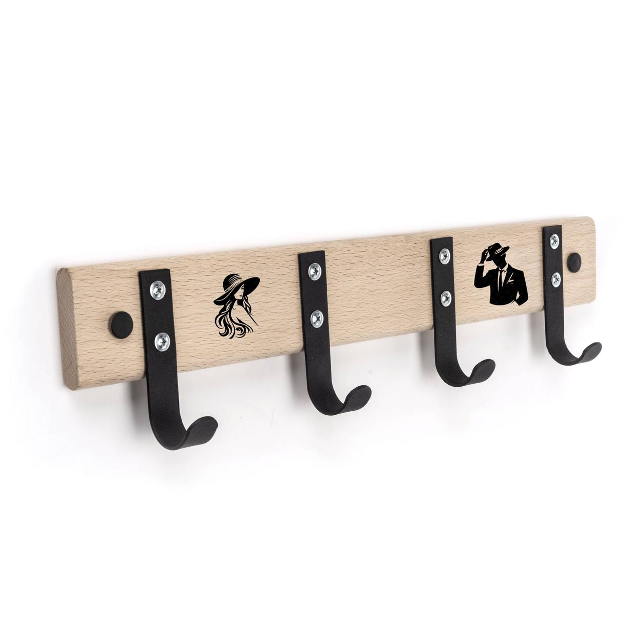 Вішак настінний Western House 47x10 см чорний "Пан + Пані", фото 1
