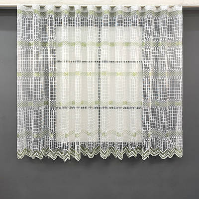 Тюль сітка висотою 1,5м., колекції "Juli". Колір білий з салатовим. Код 1870т