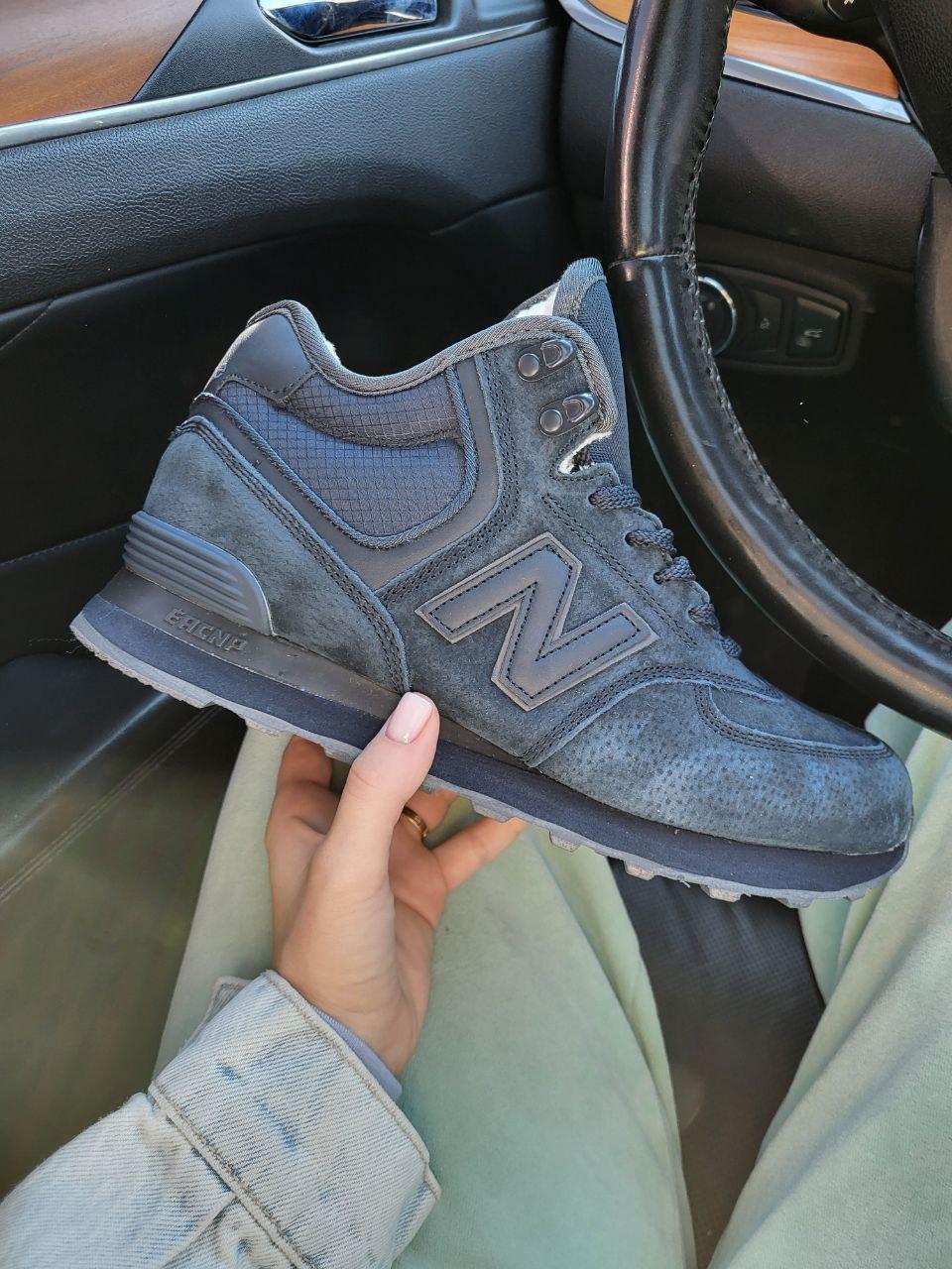 Зимові замшеві чоловічі кросівки New Balance 574 на хутрі, фото 1