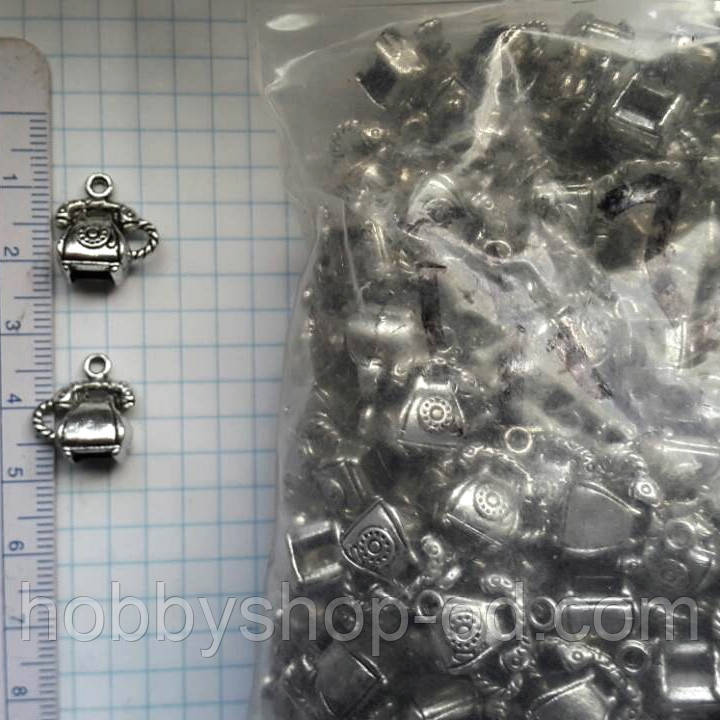 Метал. підвіска "Телефон 3D" срібло, 300 шт. в уп., фото 1