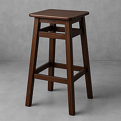 Табурет барний квадратний з натурального дерева темний горіх