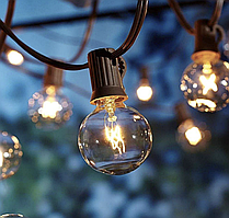 Вулична гірлянда Edison 7,5 м (15 лампочок) на сонячній батареї – тепле світло, IP65