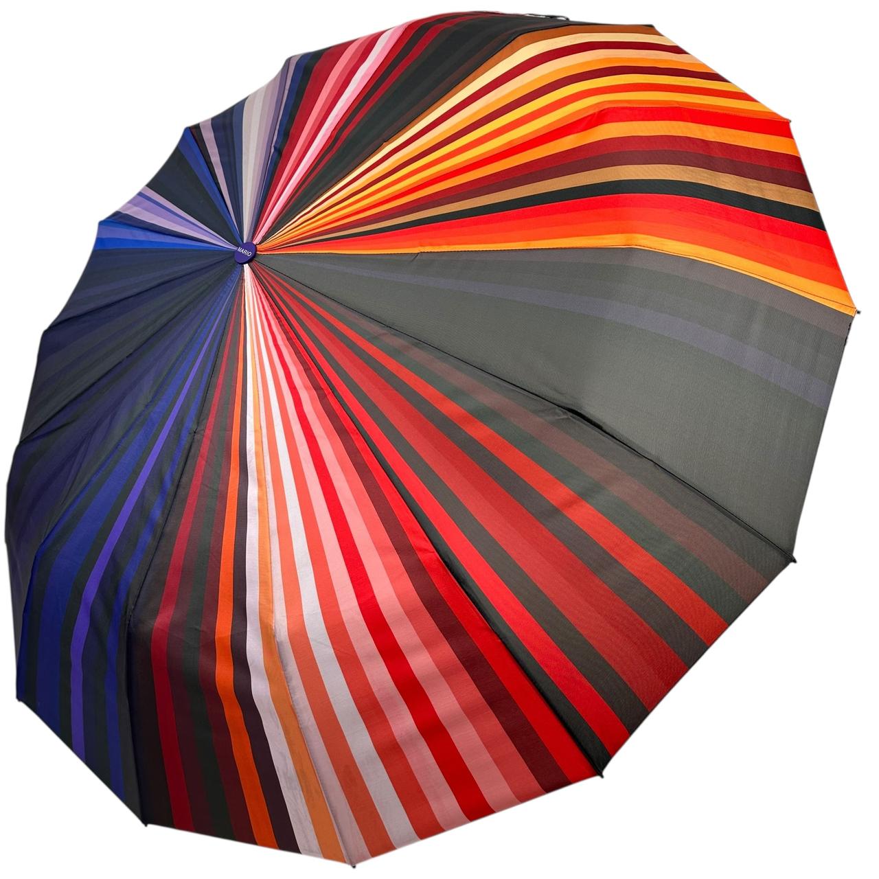 Жіноча парасоля автомат на 14+3+2 сигментних карбонових спиць сатиновий купол з принтом від Mario, ручка фіолетова, MR 02024-3, фото 1