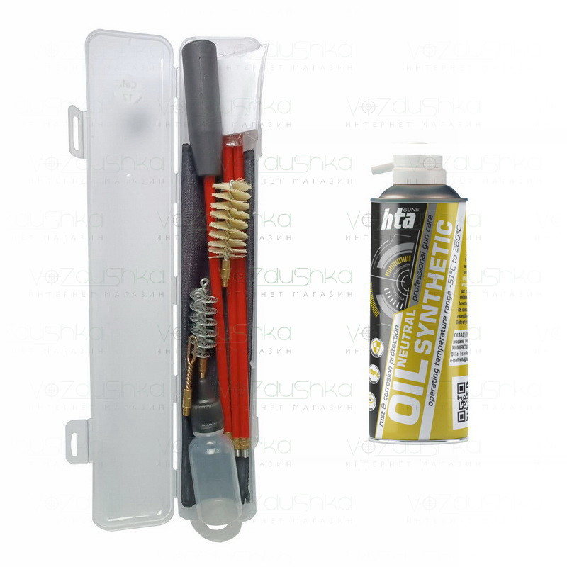 Набір для чищення рушниці 12 калібру (шомпол у оплетці 2 йоржа і вішер) + нейтральне мастило HTA 100 мл