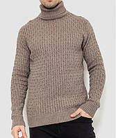 Светр чоловічий Triko щільний зимовий теплий однотонний комір хомут з ​​відворотом темний бєж