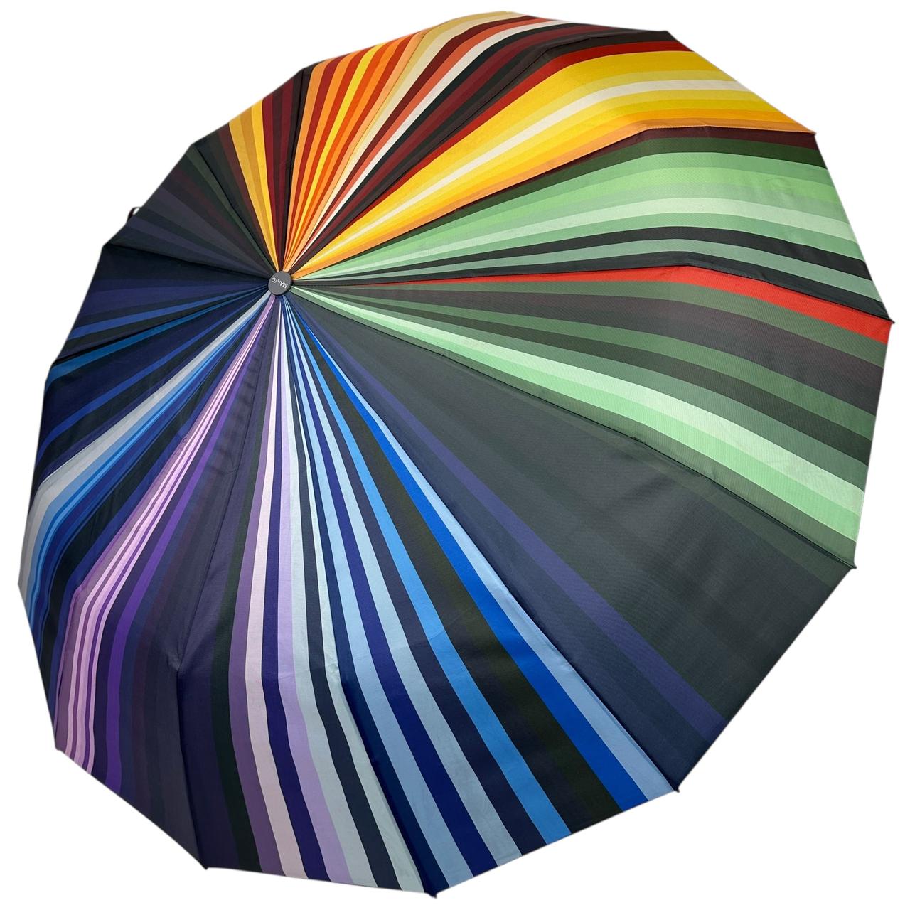 Жіноча парасоля автомат на 14+3+2 сигментних карбонових спиць сатиновий купол з принтом від Mario, ручка сіра, MR 02024-4