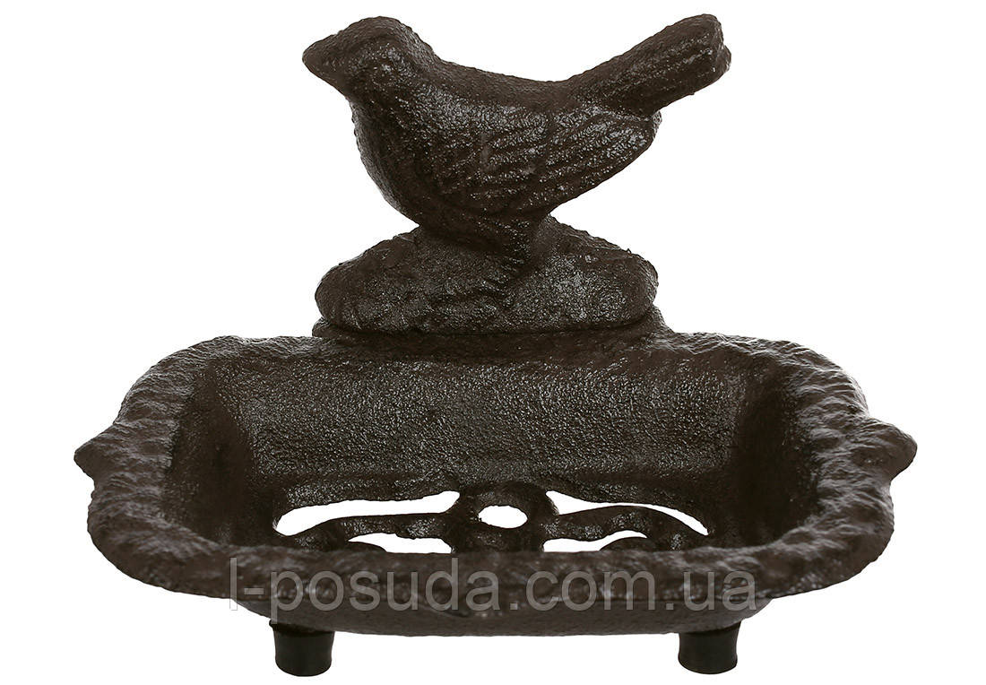 Вінтажна чавунна мильниця Пташка для ванної, фото 1