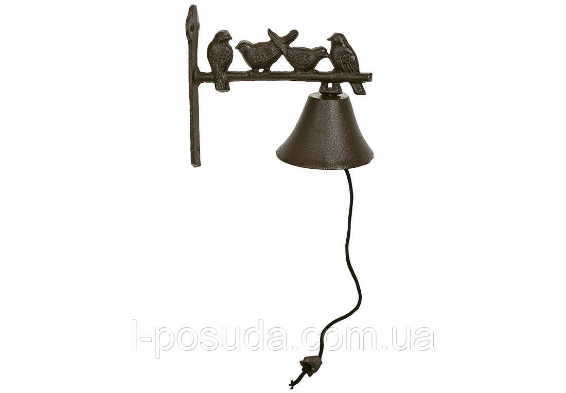 Чавунний садовий дзвіночок із птахами на стіну, фото 1