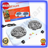 Електрична настільна плита 2000Вт із двома конфорками біла портативна плитка для приготування їжі