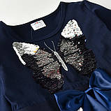 Святкова нарядна сукня для дівчинки, довгий рукав, метелик, паєтки, р.110, 4-5 років, фото 4