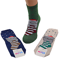 Жіночі махрові шкарпетки Style - 21.00 грн./пара (Різдвяний котик)