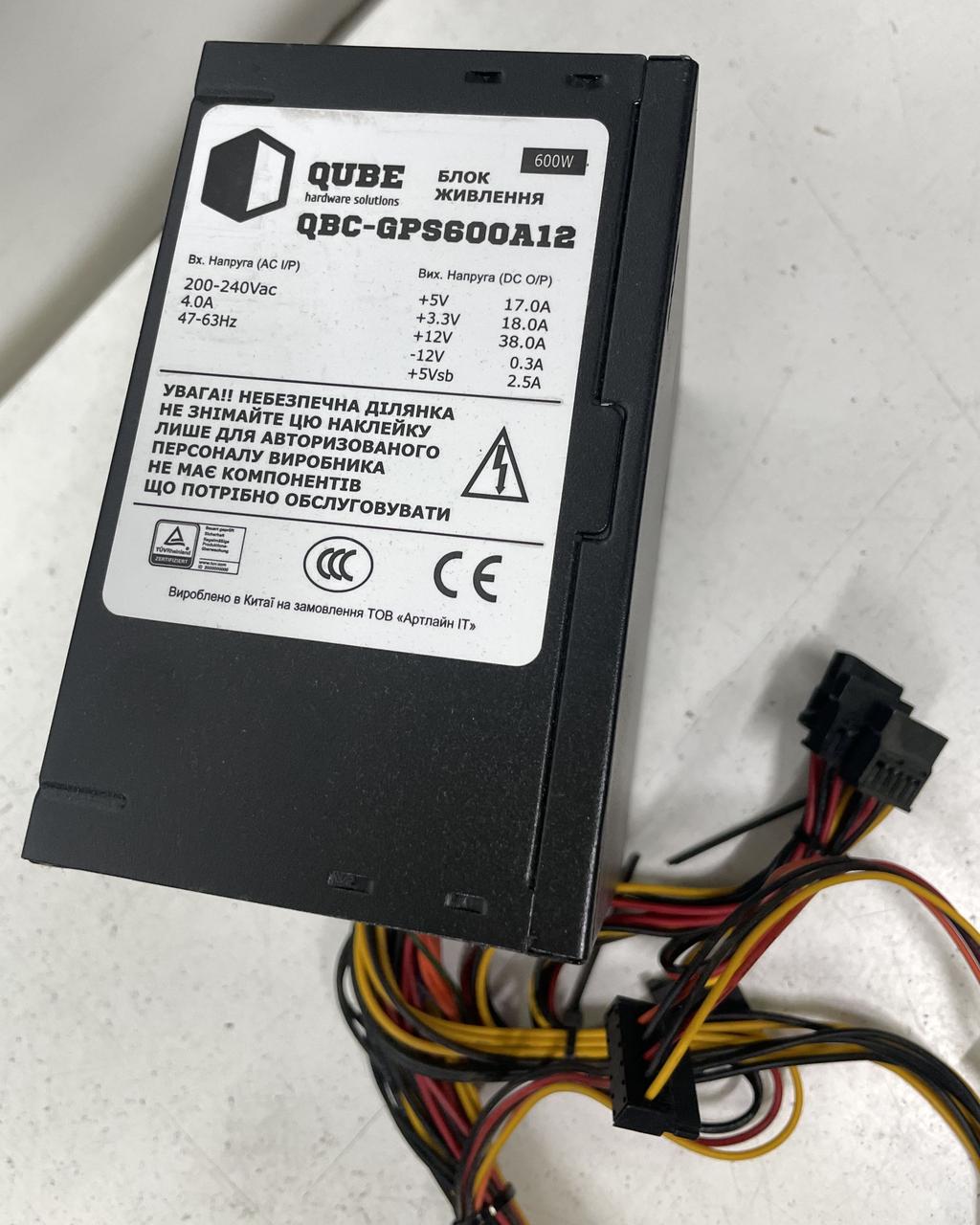 Блок живлення ігровий QUBE 80+ QBC-GPS600A12 600W, фото 1