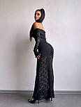 Жіноче вечірнє плаття максі з мережива з відкритими плечима та драпіруванням (р. S, M) 66036162Е, фото 2