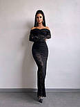 Жіноче вечірнє плаття максі з мережива з відкритими плечима та драпіруванням (р. S, M) 66036162Е, фото 4