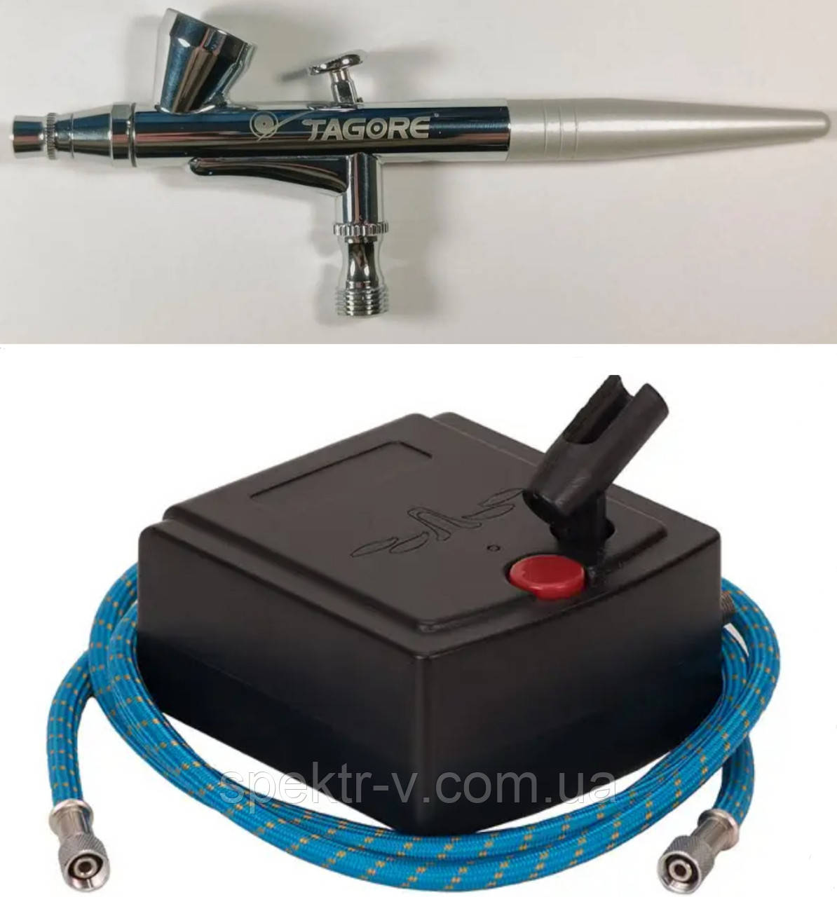 Набір для розпису нігтів (мінікомпресор + аерограф із конусним соплом 0,3 мм), фото 1