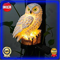 Садовий світильник на сонячній батареї Сова 41 см вуличний ліхтар для освітлення саду газонний світ