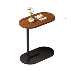 Компактний журнальний приліжковий столик Stenson з дерев’яною стільницею на металевій ніжці 28×45×60 см