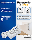 Подовжувач 3 гнізда 2 м без заземлення Panasonic X-tendia, фото 2