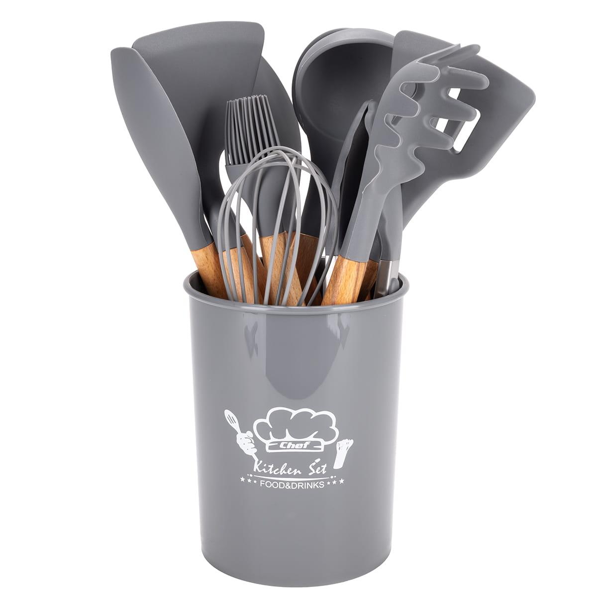 Набір силіконового кухонного приладдя Kamille 12 предметів cірий