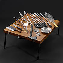 Шашличний набір – стіл, набір шампурів, подарунок мужчині "Grills G17SH горіх", фото 4