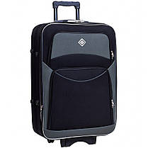 Дорожня валіза на колесах Bonro Style M невелика тканинна чорно-сіра з кодовим замком і висувною ручкою, фото 4