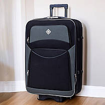 Дорожня валіза на колесах Bonro Style M невелика тканинна чорно-сіра з кодовим замком і висувною ручкою, фото 2