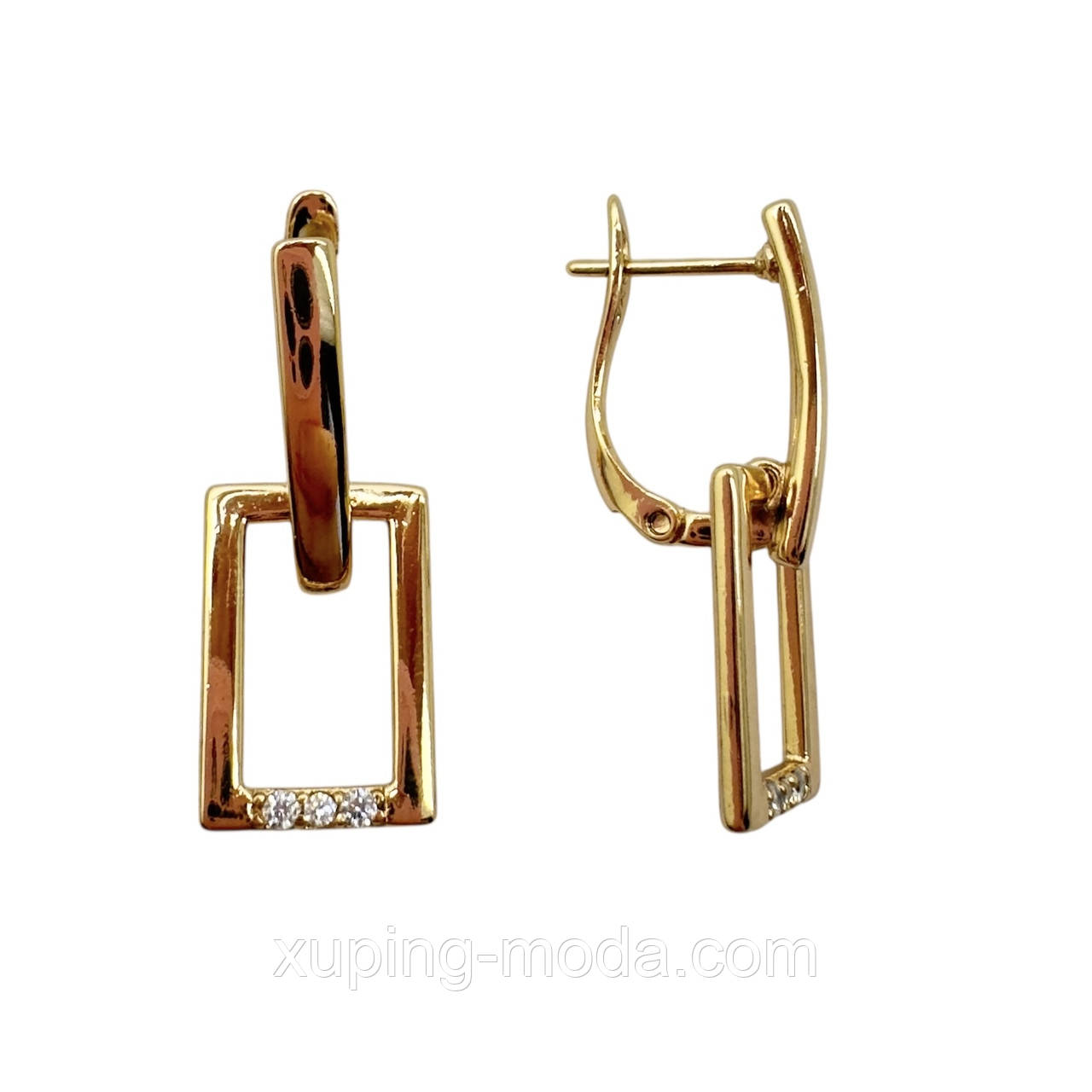 Сережки xuping. 25х10 мм. 18к, фото 1