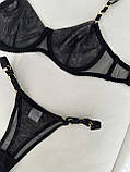 Чорний комплект білизни без паралону напівпрозорий сітчастий, фото 10