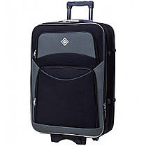 Дорожня валіза на колесах Bonro Style M невелика тканинна чорно-сіра з кодовим замком і висувною ручкою, фото 3