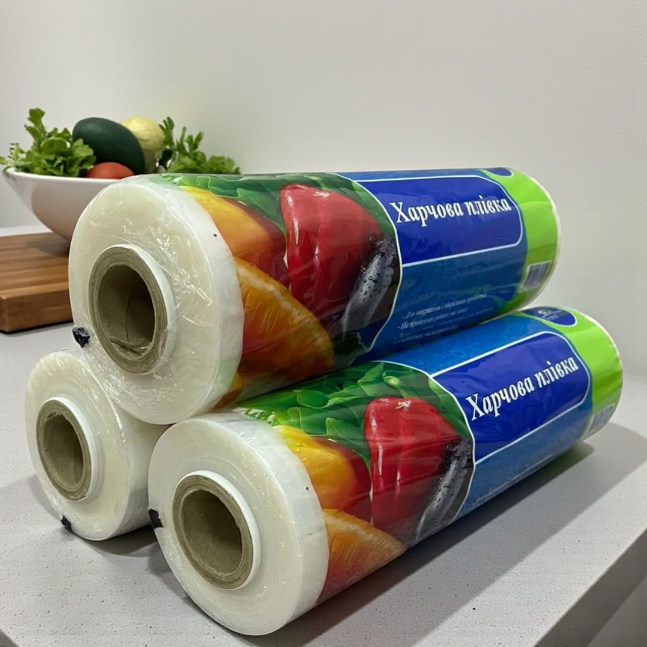 Плівка харчова пвх стрейч, плівка для пакування харчової продукції, харчова плівка в рулоні, фото 1