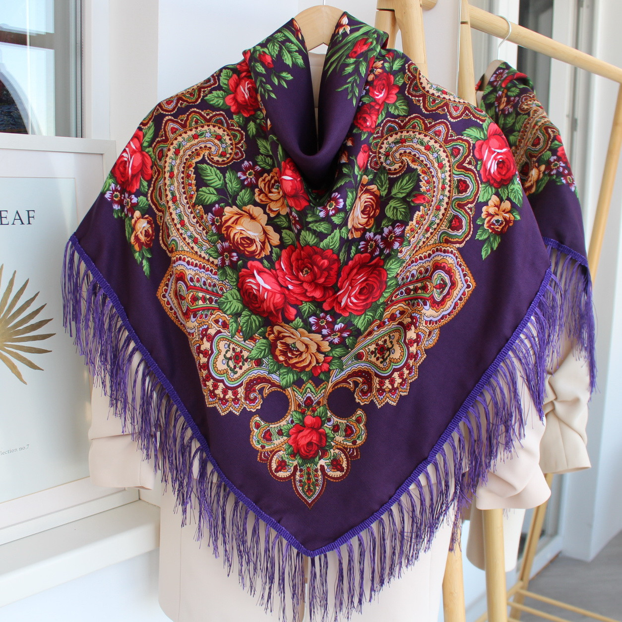 Хустка в народному стилі "Романтичні квіти" Фіолетова 621019, фото 1