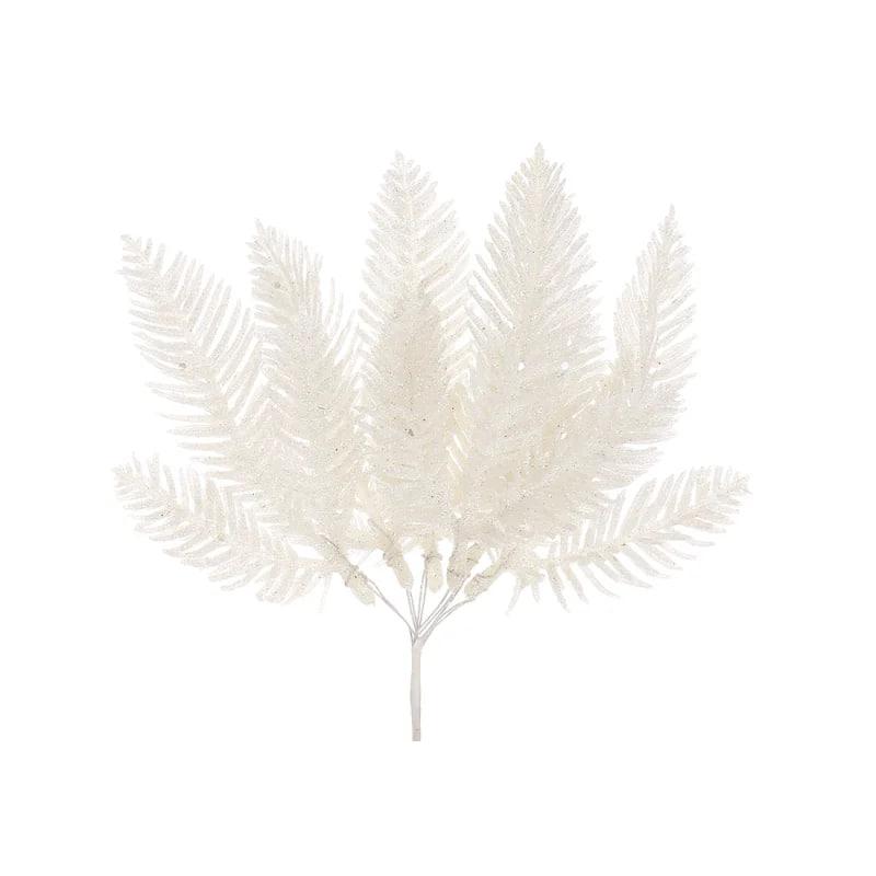 Штучна гілка 24 см Флористичний матеріал для декору з гліттером Білий