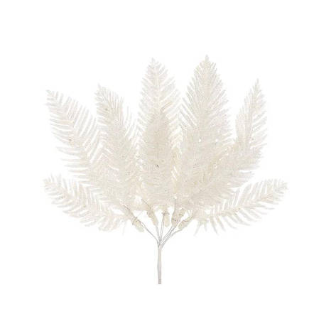 Штучна гілка 24 см Флористичний матеріал для декору з гліттером Білий, фото 1