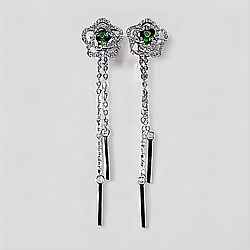 Хромдіопсид срібні сережки пуссети, 0404СХ