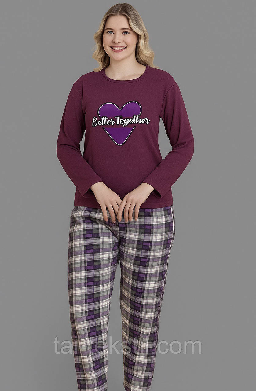 Піжама жіноча бавовна з начосом (байка) M-3XL з 44-до 52 розміру виробник Туреччина