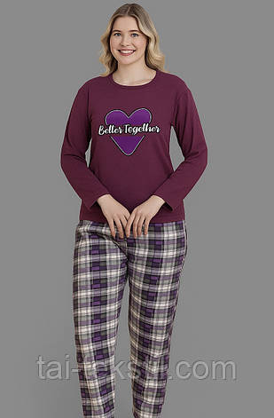 Піжама жіноча бавовна з начосом (байка) M-3XL з 44-до 52 розміру виробник Туреччина, фото 1