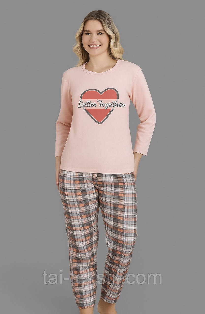 Піжама жіноча бавовна з начосом (байка) M-3XL з 44-до 52 розміру виробник Туреччина