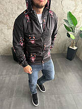 Легка чорна весняна вітрівка з капюшоном, фото 3