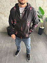 Легка чорна весняна вітрівка з капюшоном, фото 4