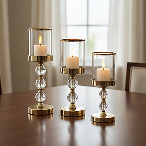 Підсвічник - набір ліхтарів, 3 предмети, золотий Ruhhy 26487